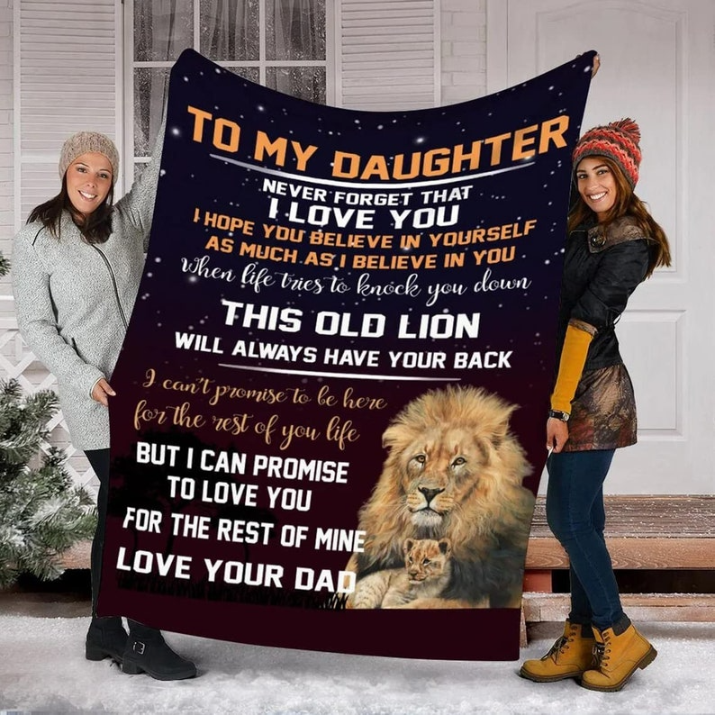 Personalized Lion & Cub Blanket, Inspirational Family Quote