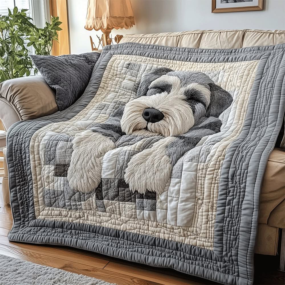 Schnauzer Dog Art Quilt, 3D Pet Throw