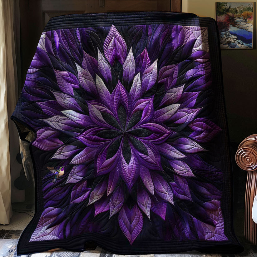Purple Flower Quilt, Mandala Leaf