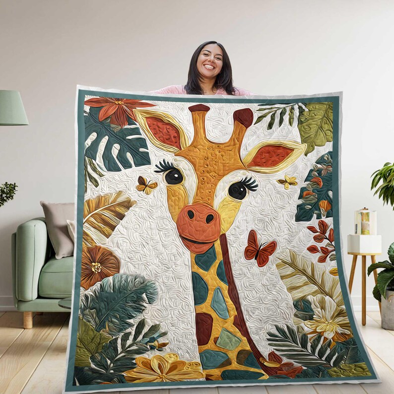 Giraffe Quilt, Safari Animal Blanket