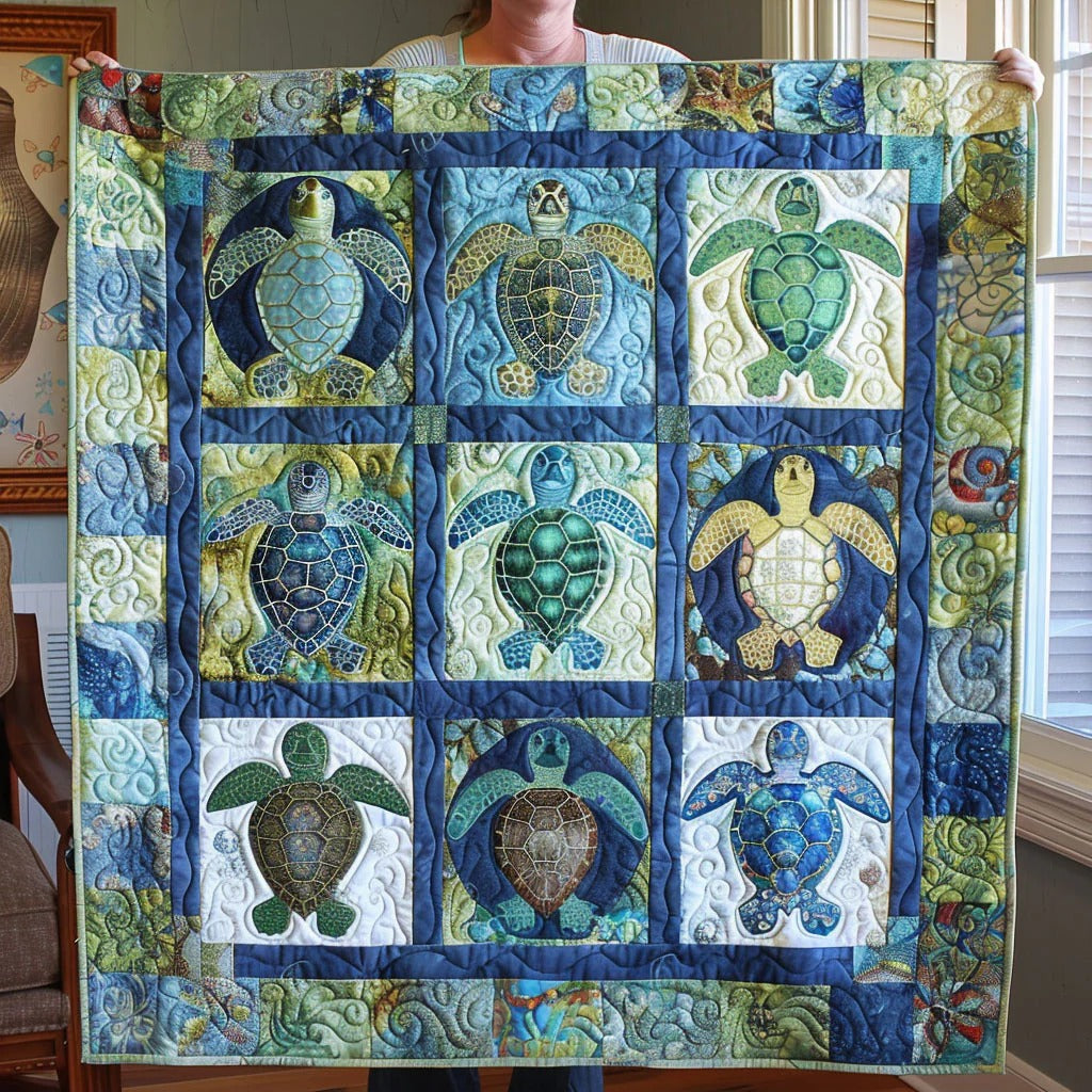 Sea Turtle Quilt, Ocean Block Quilt Home Decor Gift