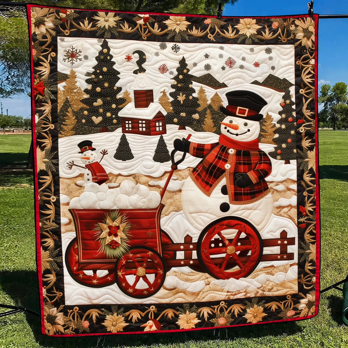 Snowman Plaid Quilt, Christmas Winter Wonderland