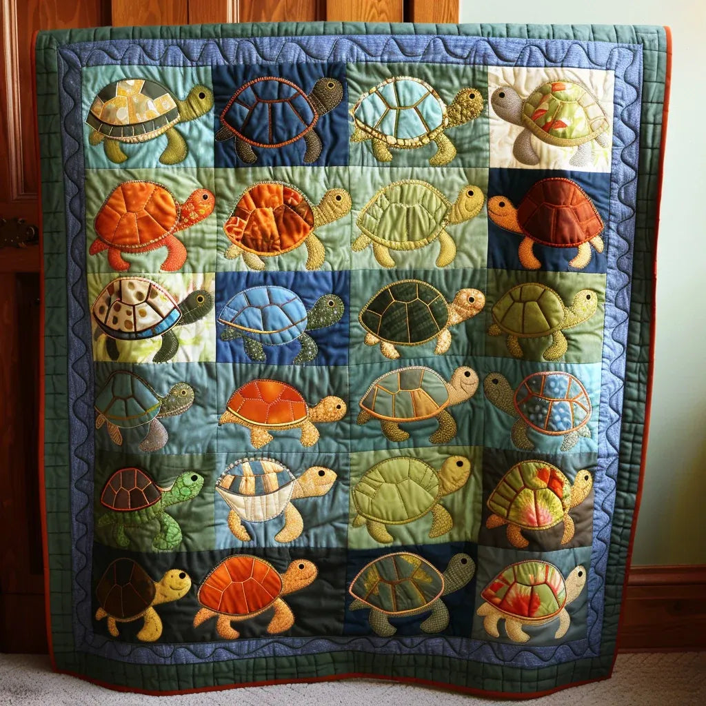 Turtle Applique Quilt, Sea Tortoise Baby Throw