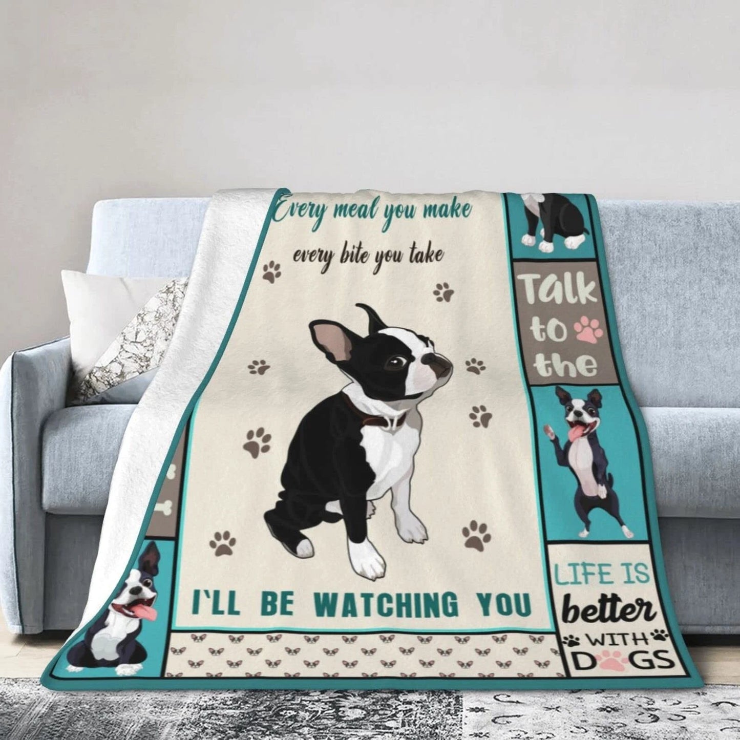 Boston Terrier Blanket, Soston Dog Love