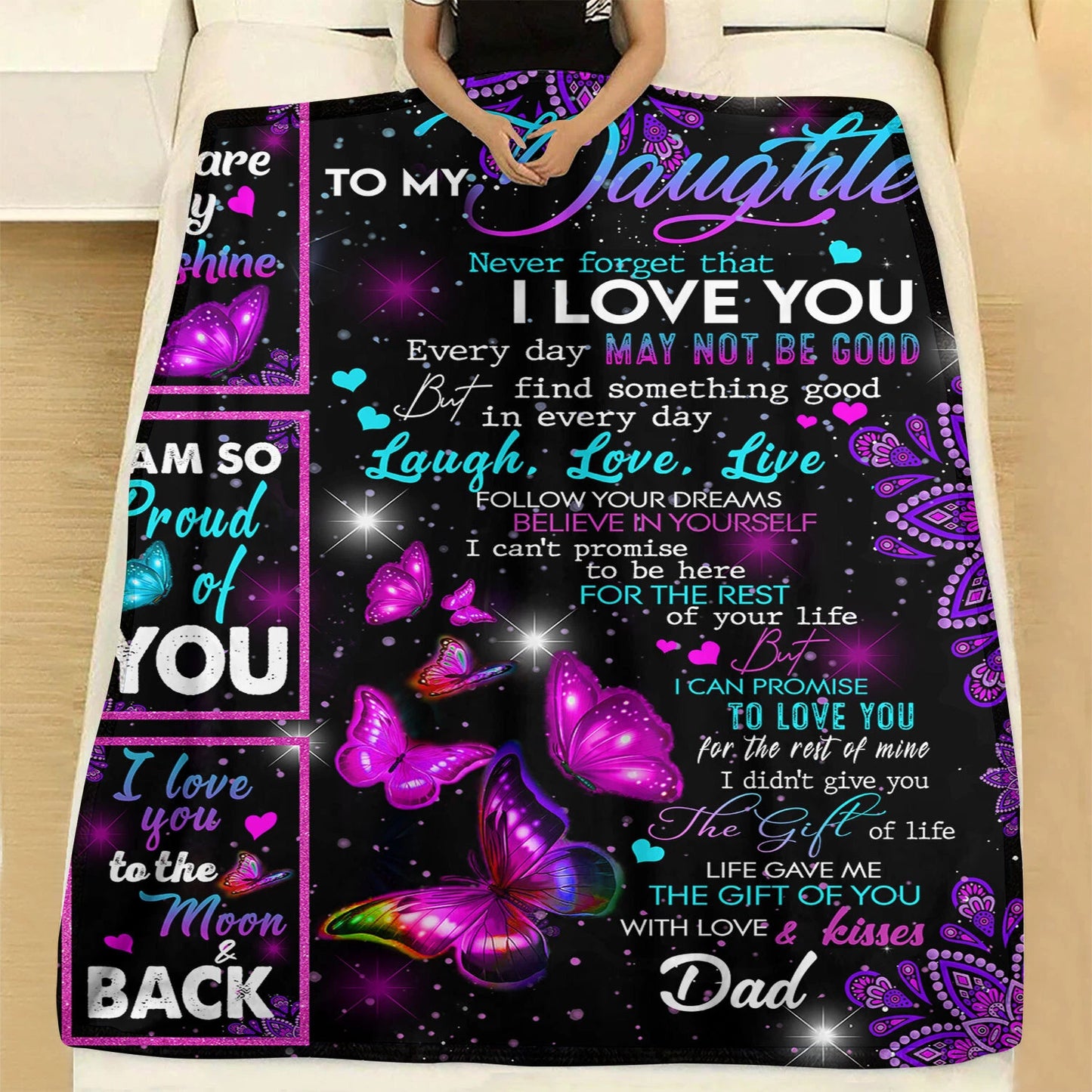 Butterfly To My Daughter I Love You Blanket