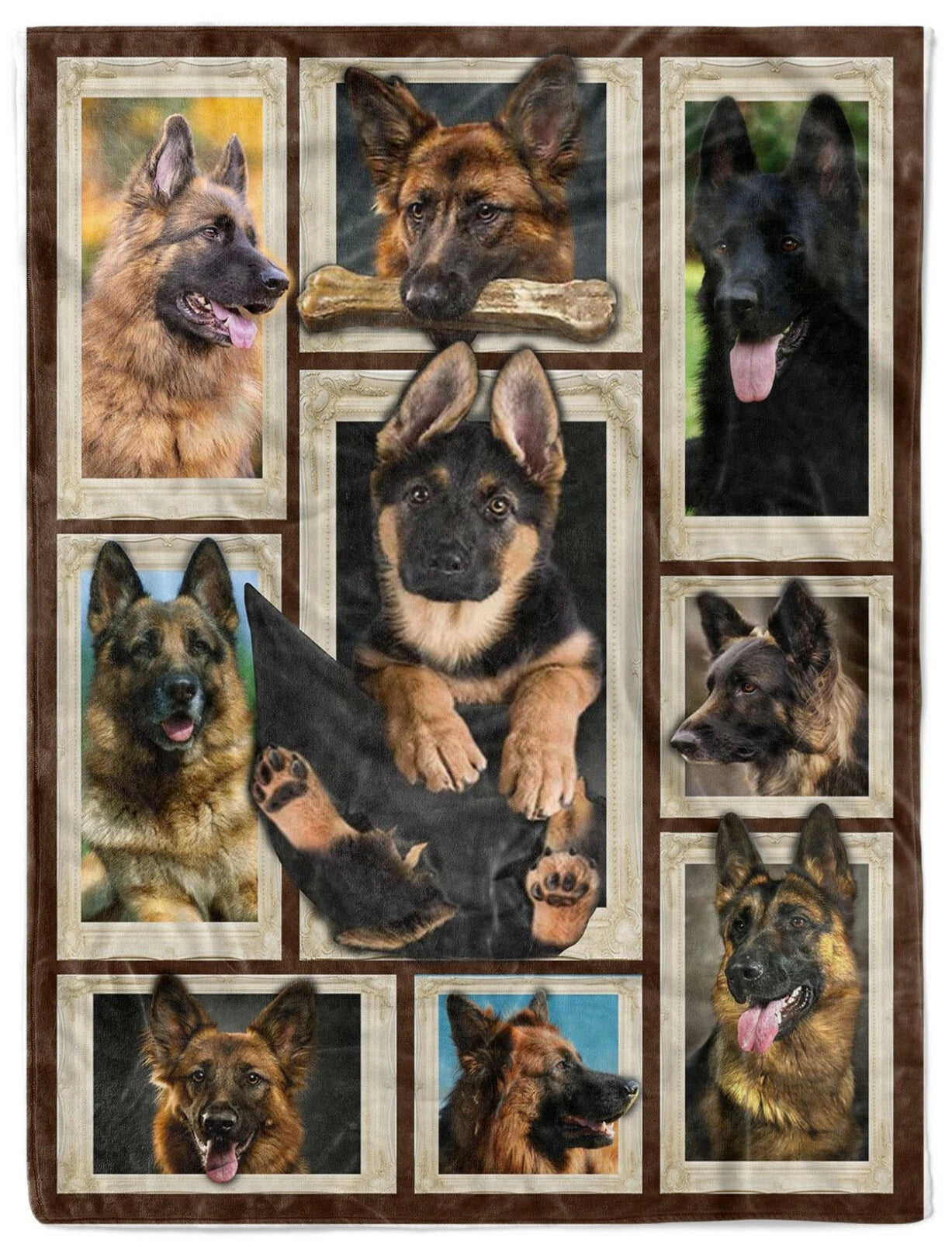German Shepherd Puppy Photo Collage Blanket