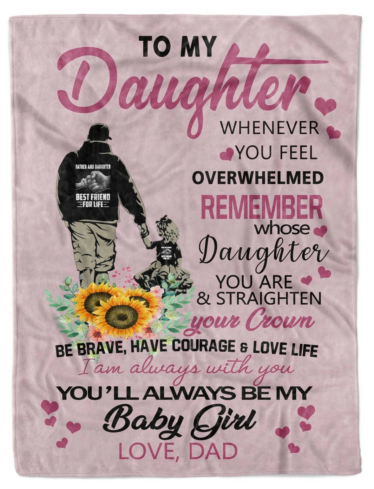 To My Daughter Dad Love Throw Blanket For Dad