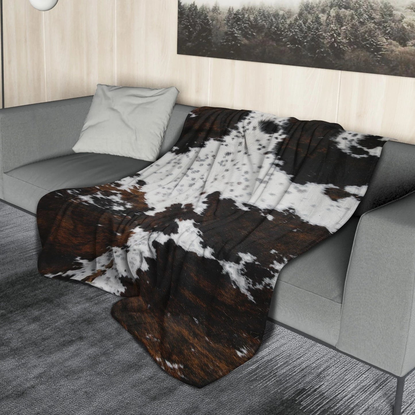Cow Print Blanket Soft Flannel Lightweight Cowhide Western