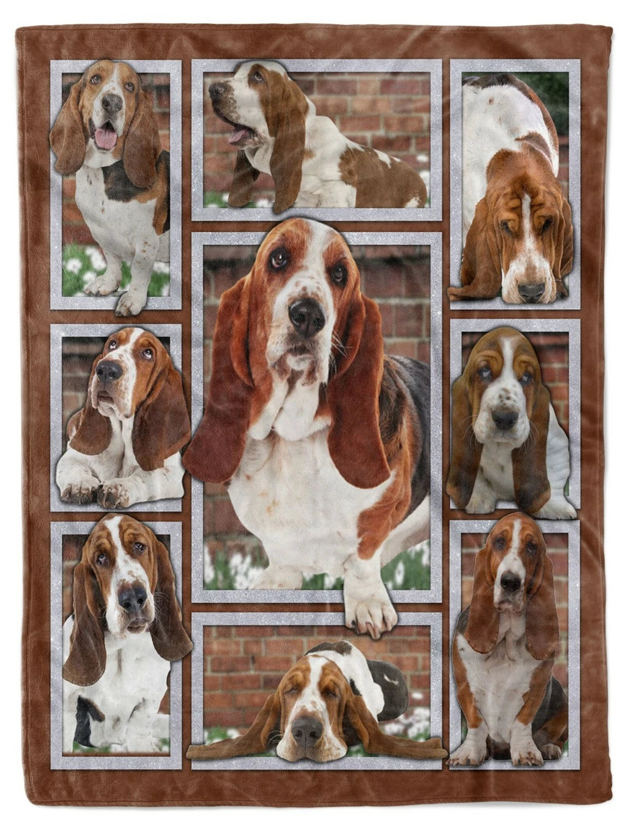 Basset Hound Photo Collage Blanket Gift