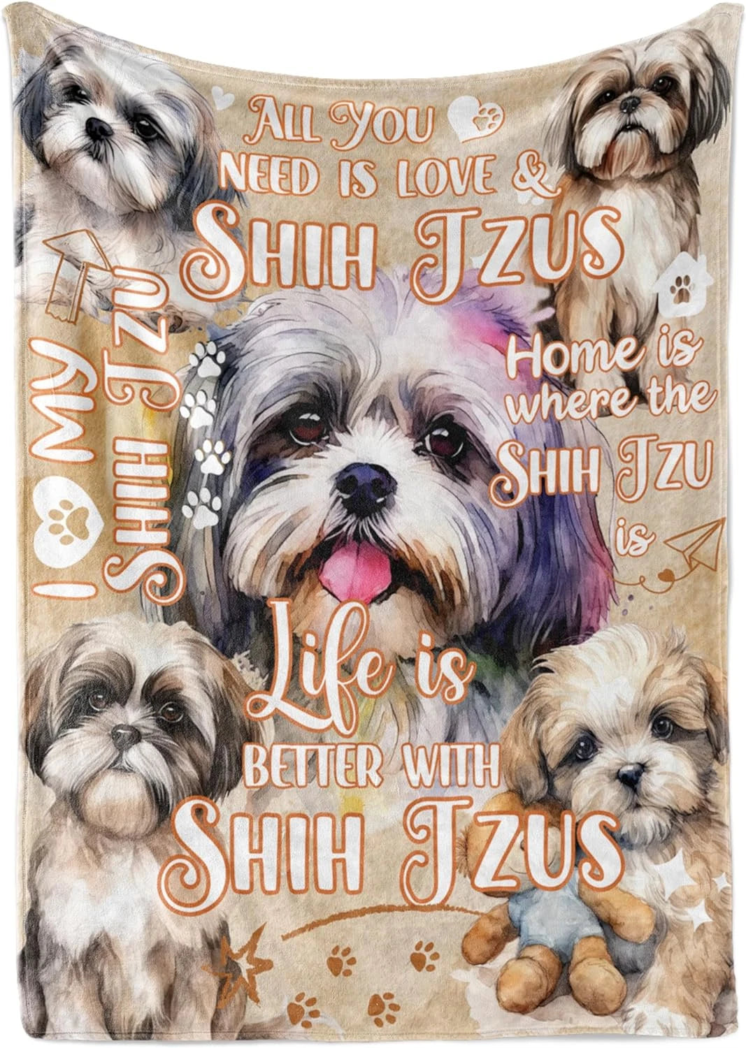 Shih Tzu Dog Quotes Blanket Lover Gift