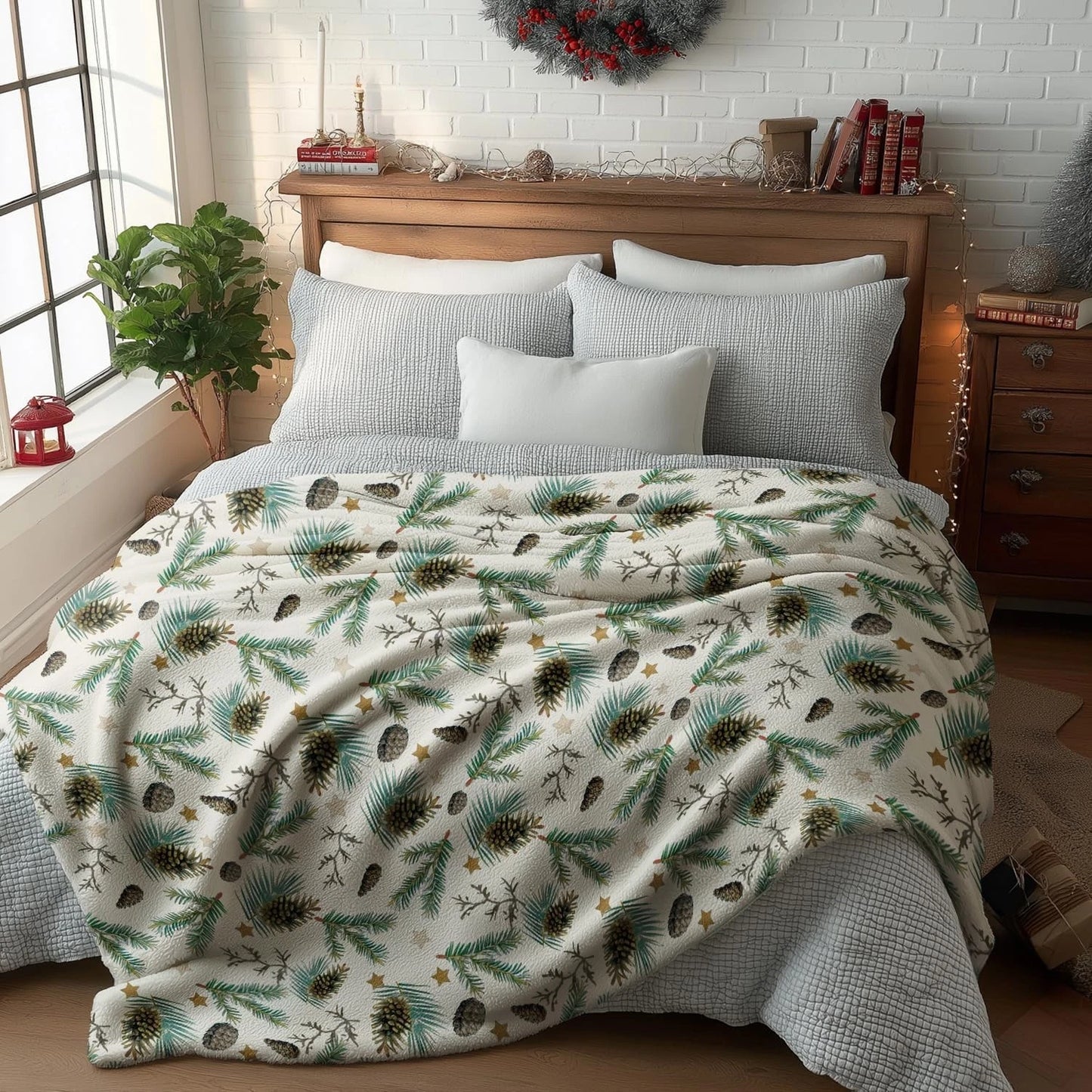 Pine Cone Christmas Holiday Blanket