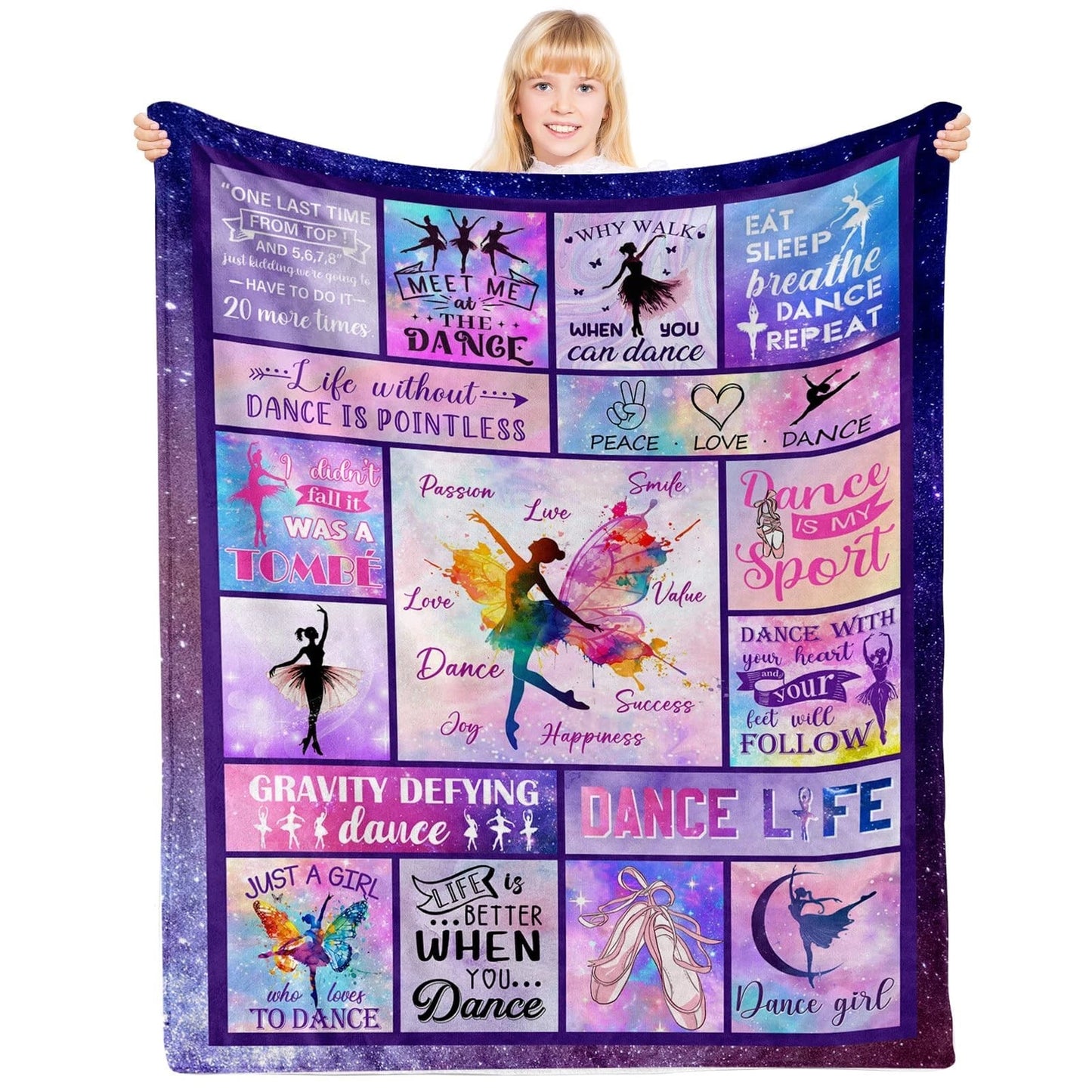 Eat Sleep Dance Repeat Ballerina Blanket Gift