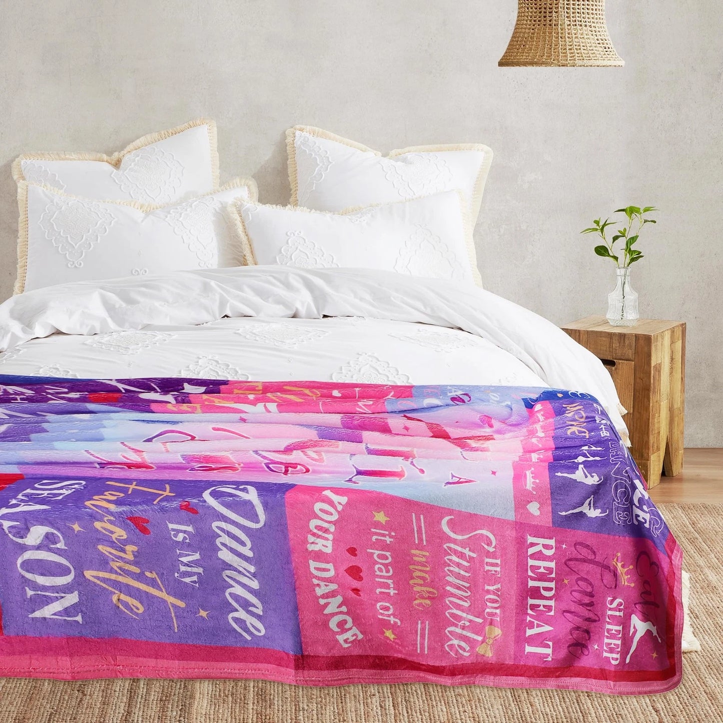 Pink Eat Sleep Dance Repeat Ballerina Blanket