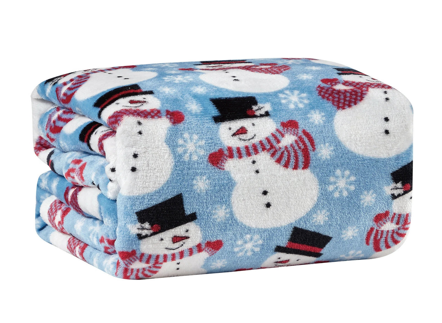 Snowman Blanket, Blue Christmas Winter Holiday Throw