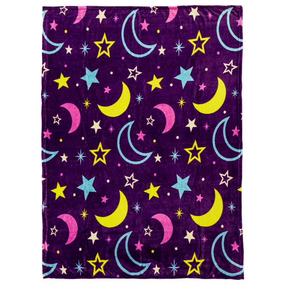 Purple Moon Stars Pattern Blanket