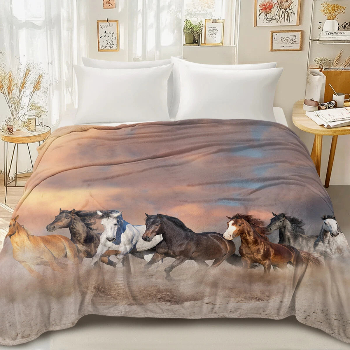 Wild Horse Sunset Blanket, Running Stallion