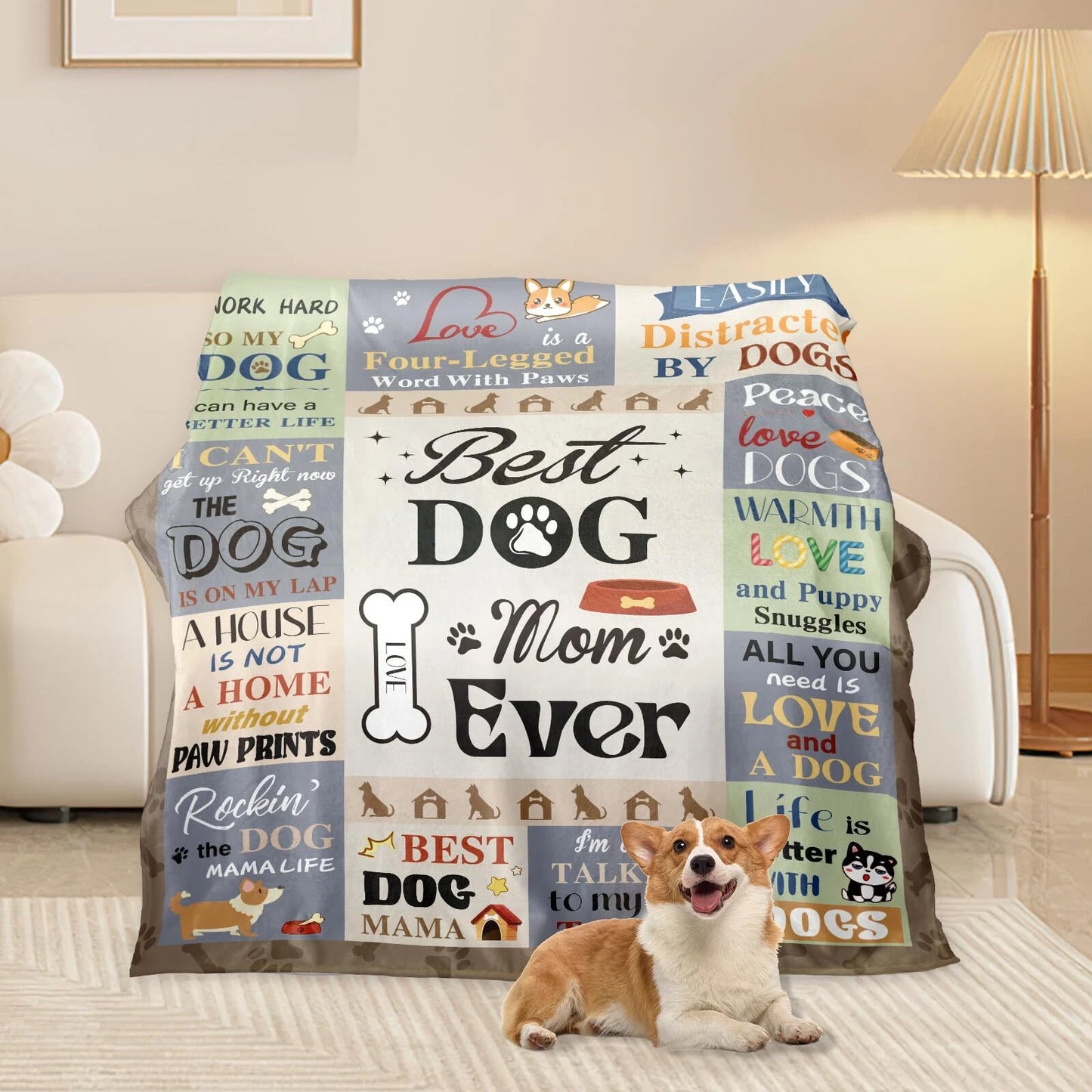 Best Dog Mom Ever Quotes Throw Blanket For Mom