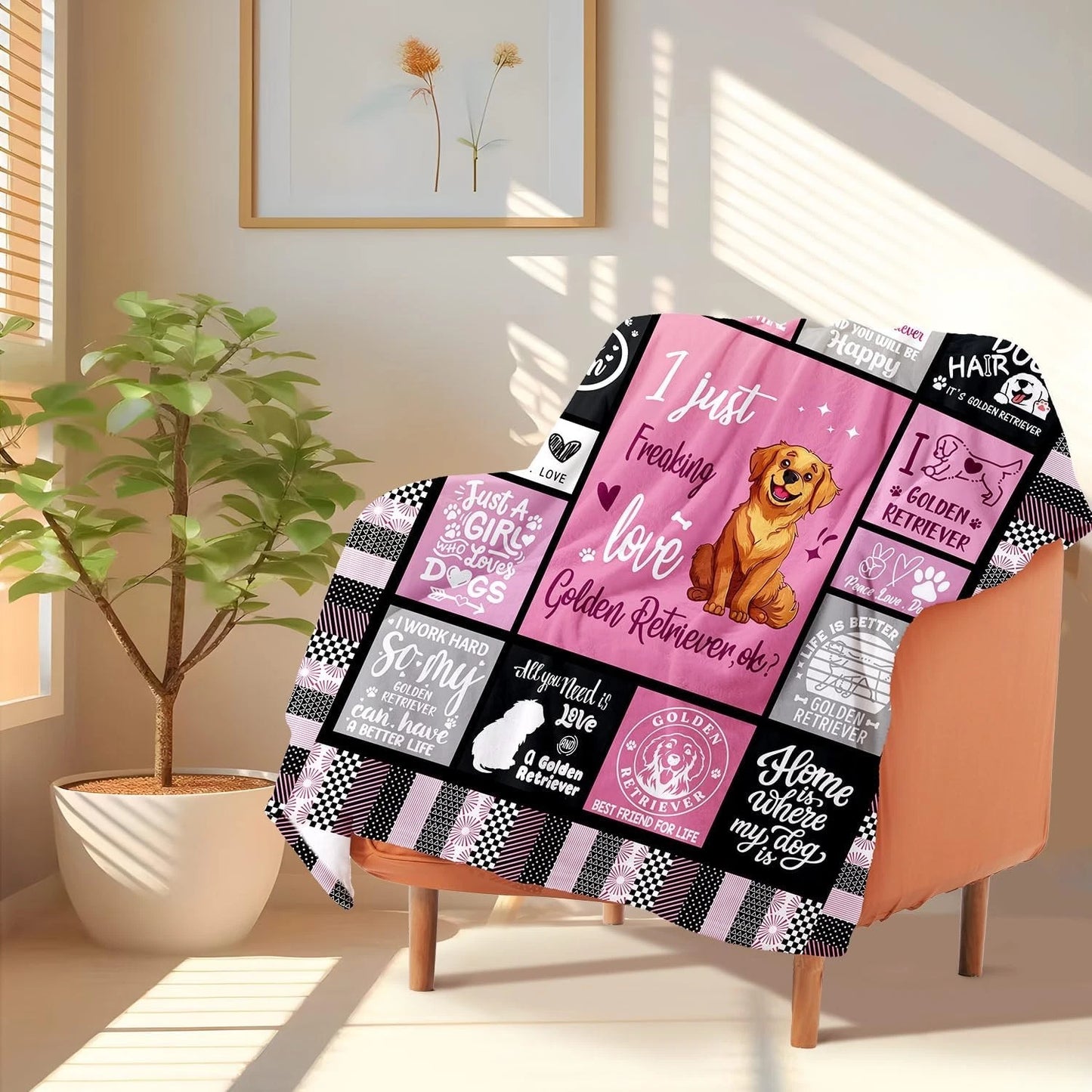 Golden Retriever Quotes Blanket Pink Gift