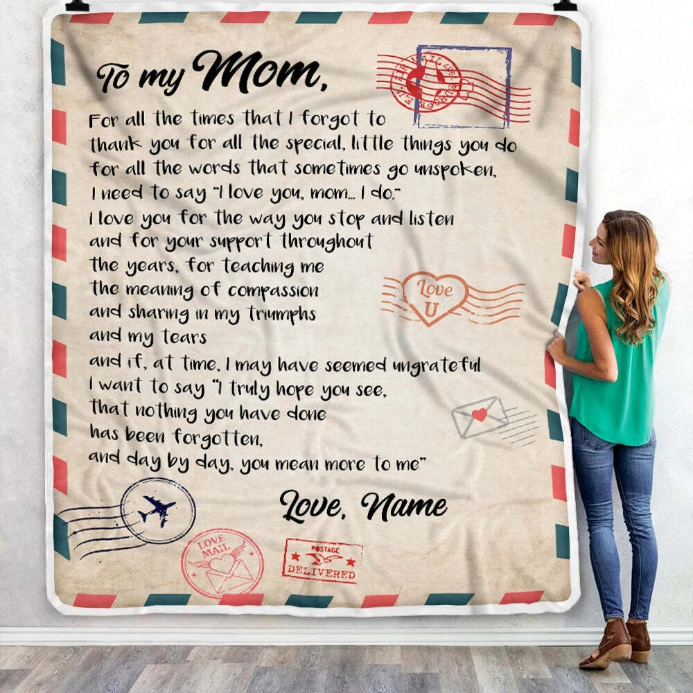 To My Mom Air Mail Personalized Blanket