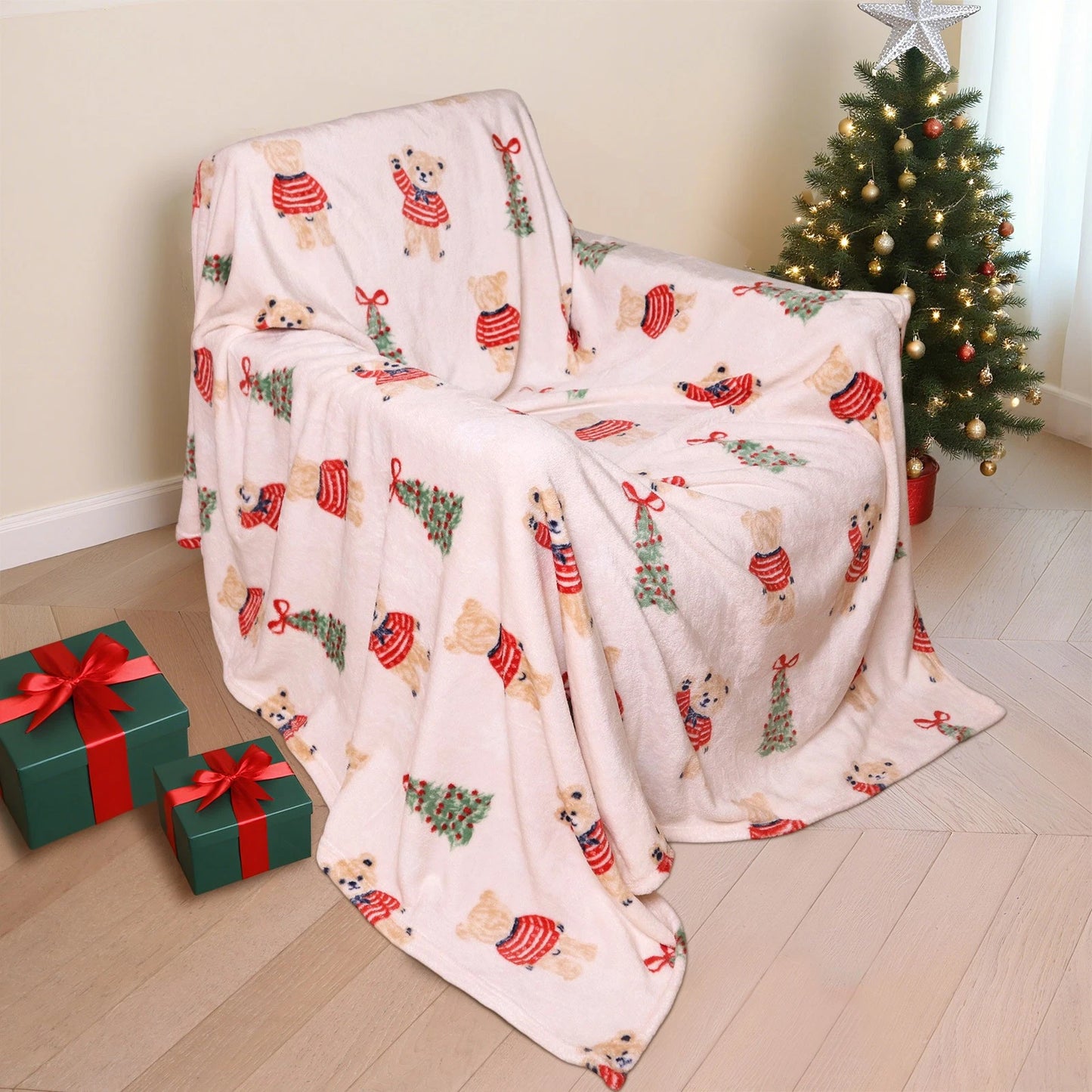 Christmas Teddy Bear Blanket, Holiday Kids Throw