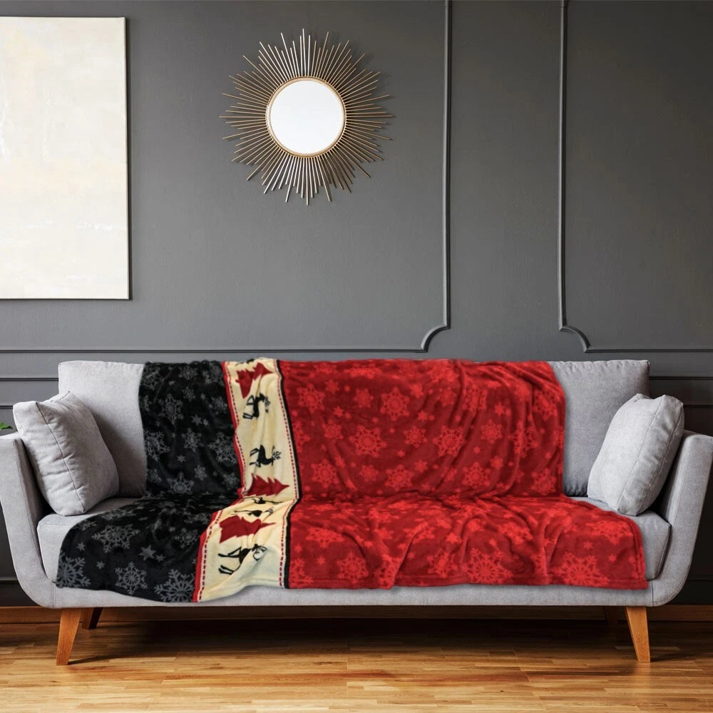 Christmas Reindeer Blanket, Snowflake Holiday Throw
