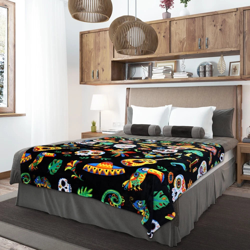 Sugar Skull Fiesta Soft Plush Blanket