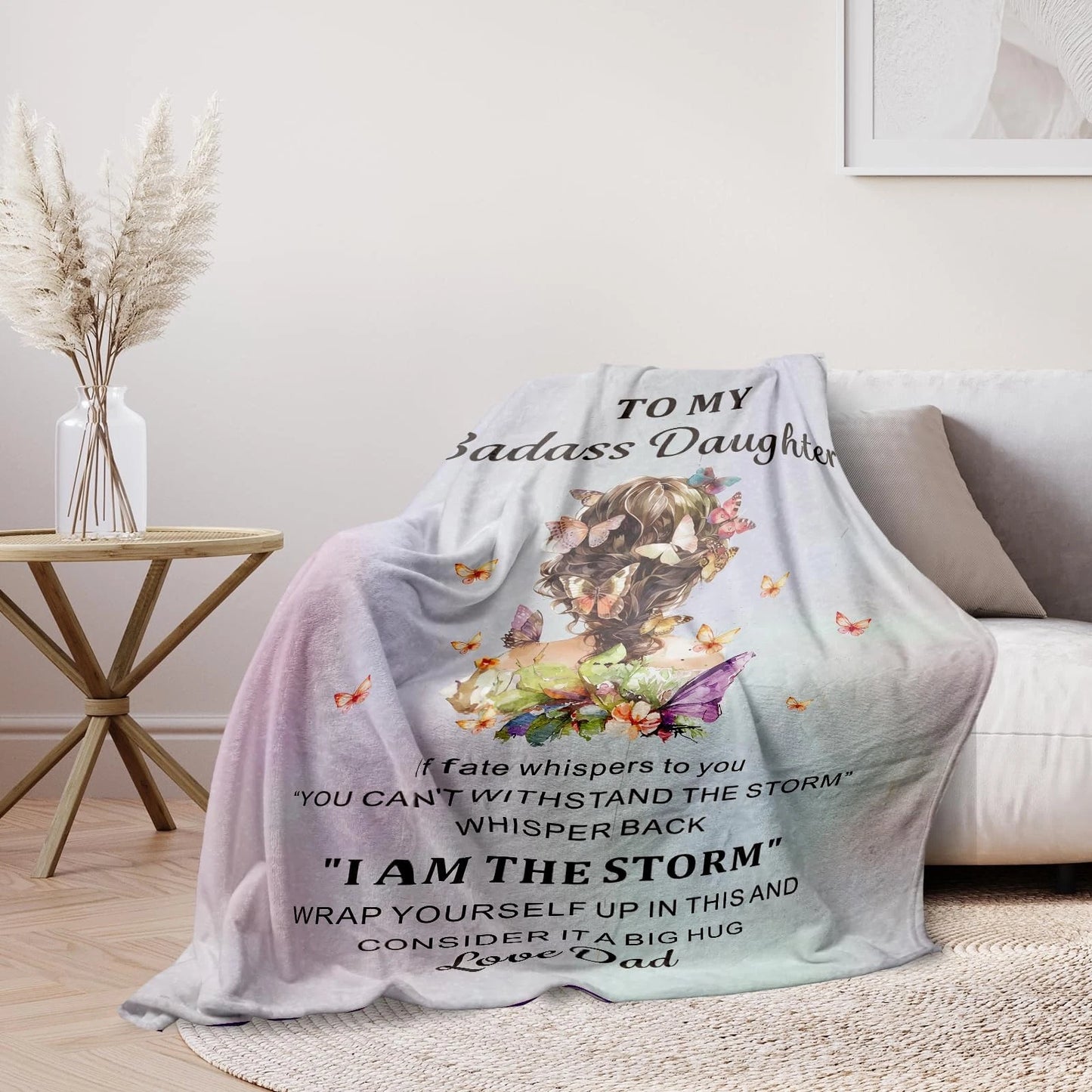 Badass Daughter Quotes Throw Blanket For Dad