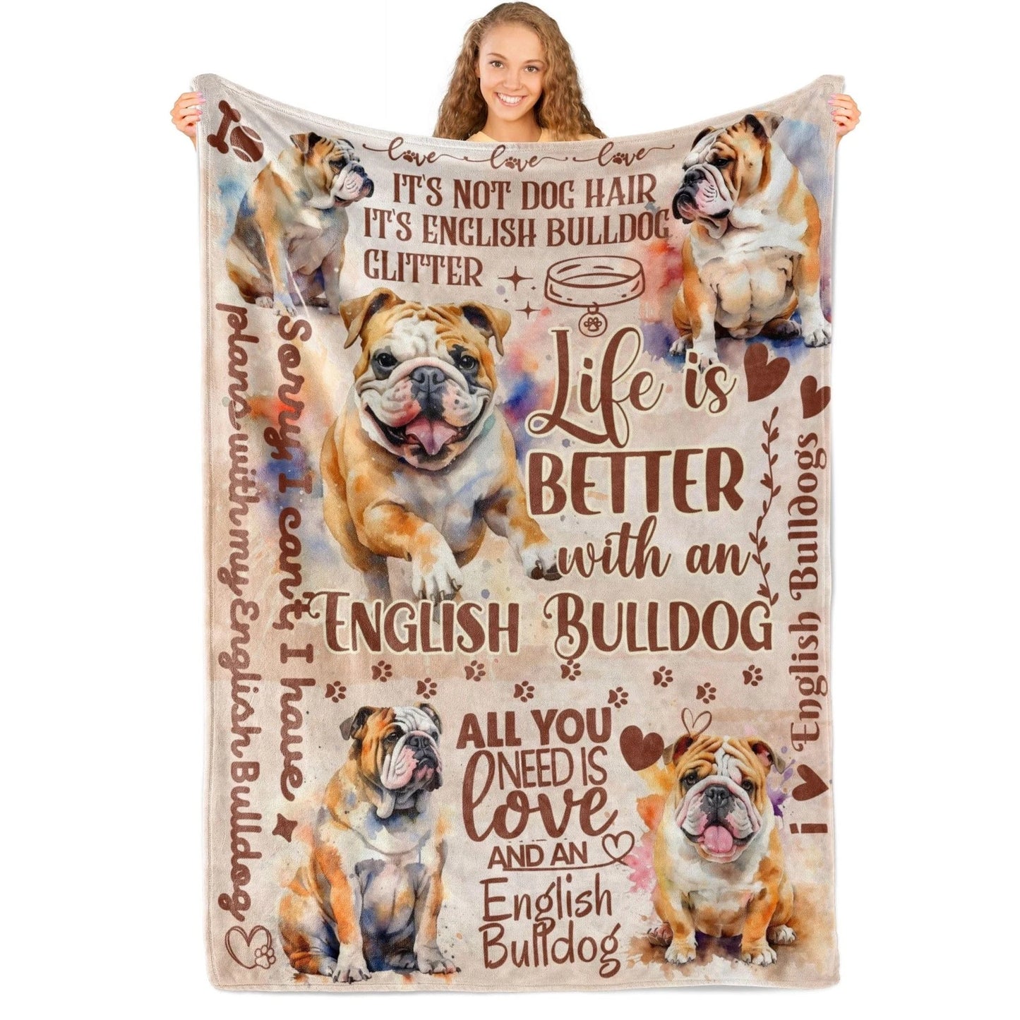 English Bulldog Quotes Blanket Dog Lover