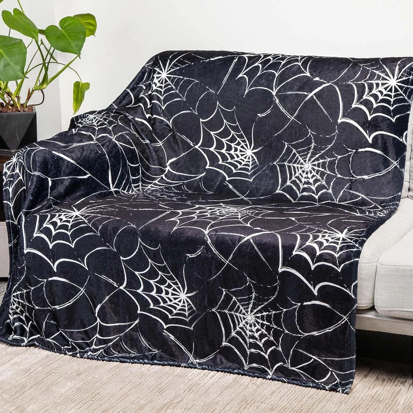 Gothic Black Spiderweb Blanket