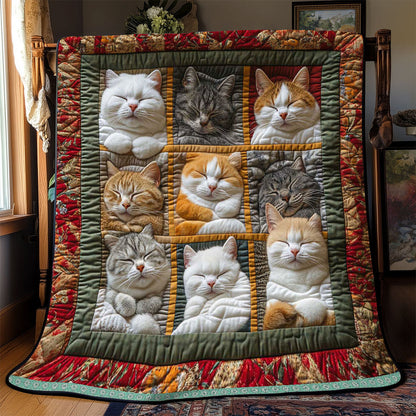 Sleeping Cats Quilt, Cat Lover Patchwork