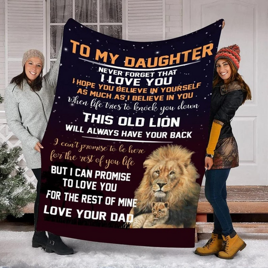 Personalized Lion & Cub Blanket, Inspirational Family Quote