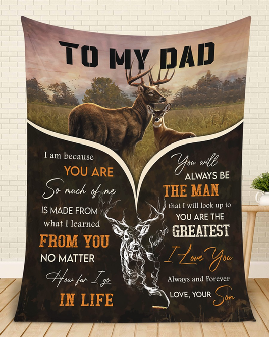 To My Dad From Son Blanket, Deer Blanket, Gift For Father's Day