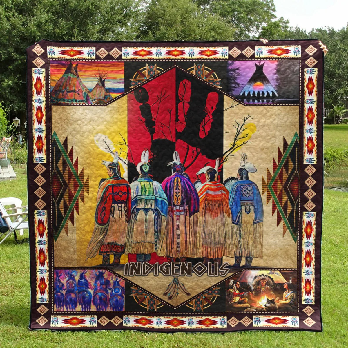 Indigenous Art Quilt, Native American Throw