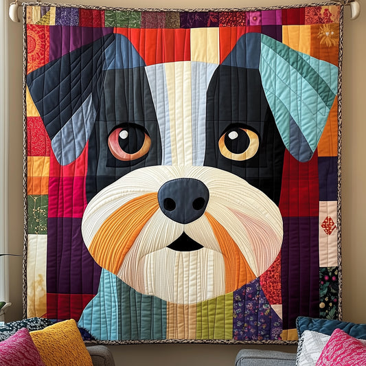 Pop Art Puppy Quilt, Colorful Shih Tzu Throw