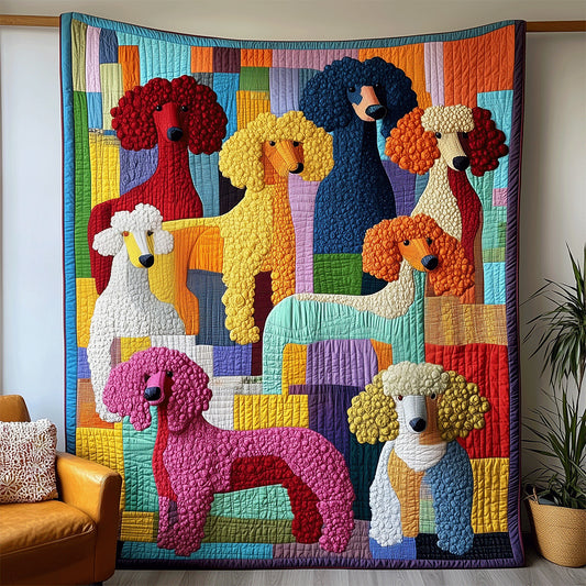 Colorful Poodle Quilt, Abstract Dog Art Throw