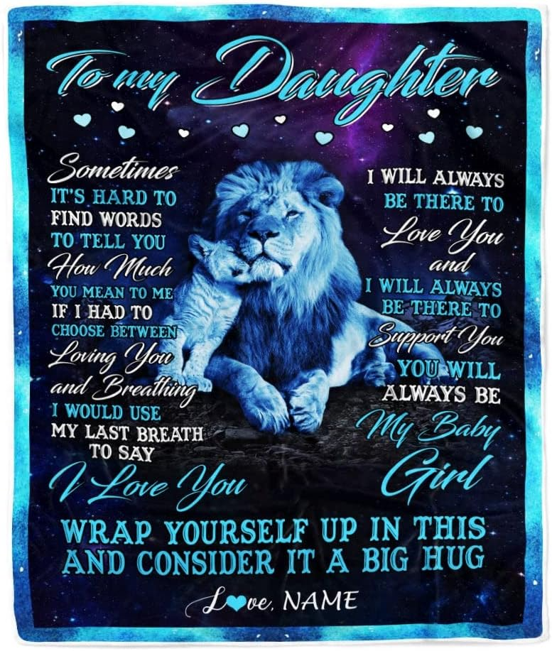 Personalized Lion & Cub Blanket, Inspirational Family Quote