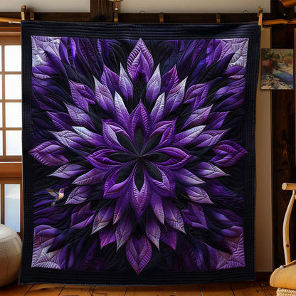 Purple Flower Quilt, Mandala Leaf