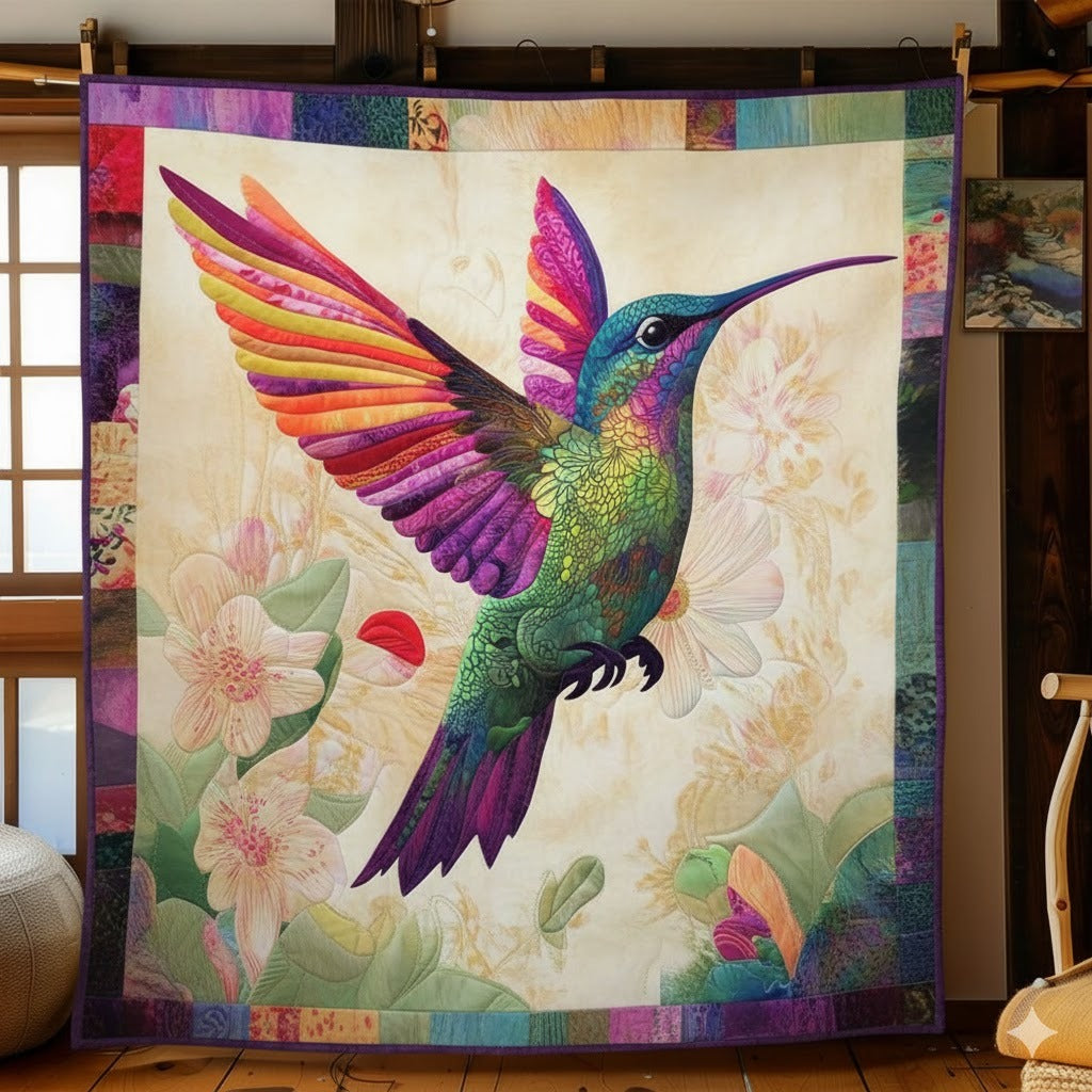 Hummingbird Blanket, Rainbow Bird Art