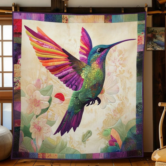 Hummingbird Blanket, Rainbow Bird Art