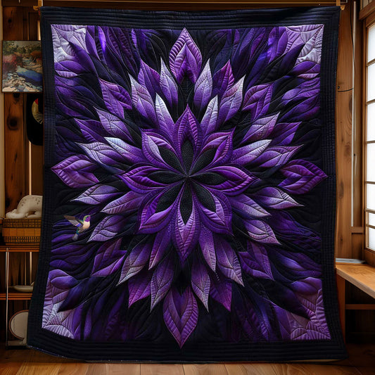 Purple Flower Quilt, Mandala Leaf