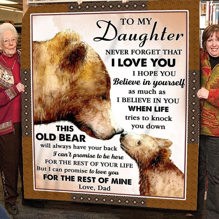 Personalized Mama Bear & Cub Blanket, Inspirational Family Quote Gift