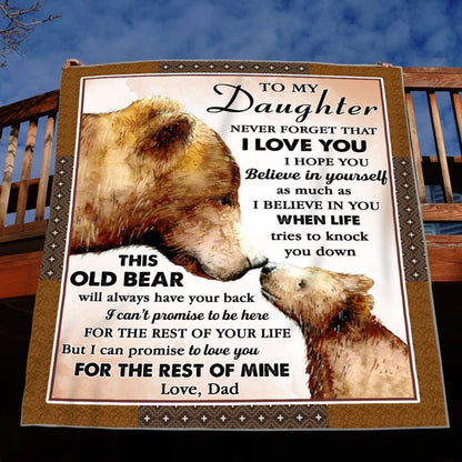 Personalized Mama Bear & Cub Blanket, Inspirational Family Quote Gift