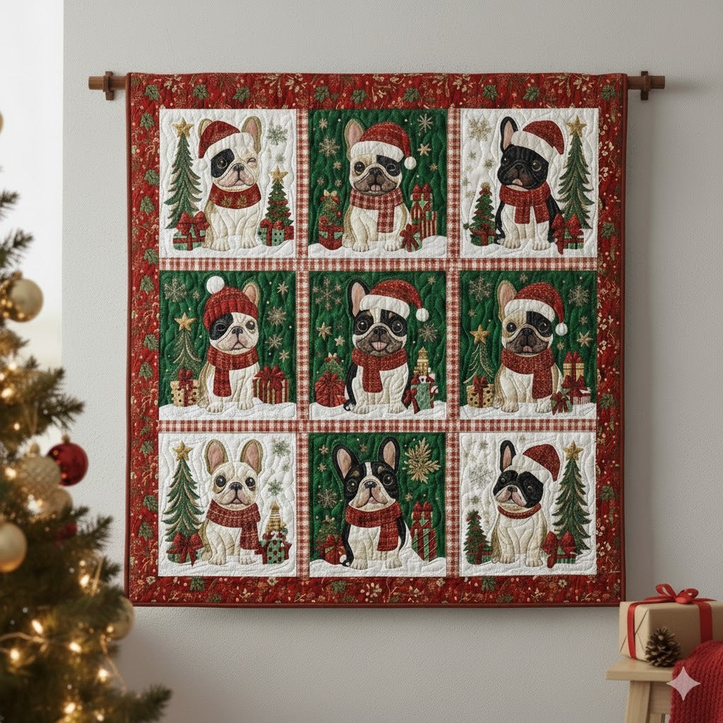Christmas French Bulldog Quilt, Dog Lover