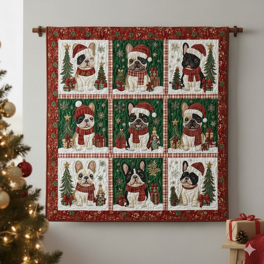 Christmas French Bulldog Quilt, Dog Lover
