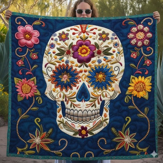 Sugar Skull Quilt, Floral Dia de Muertos