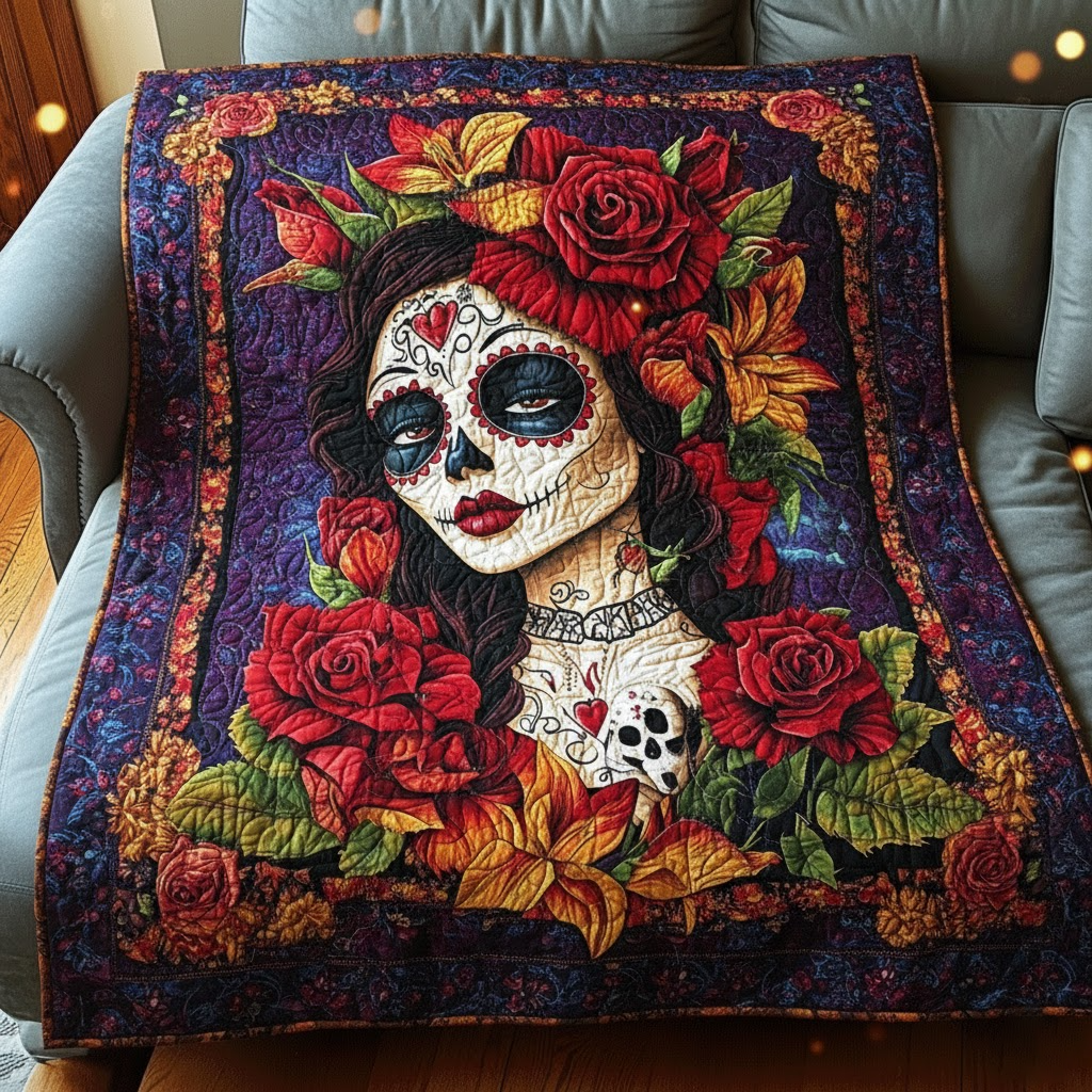 Sugar Skull Quilted, Day of the Dead Catrina Decor