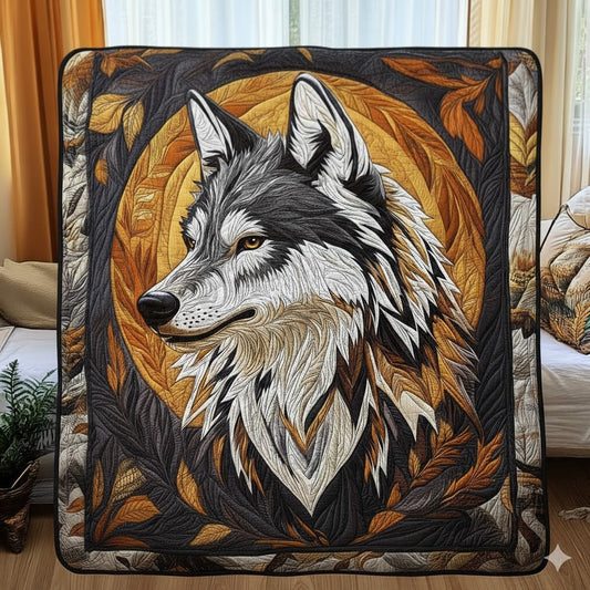 Wolf Head Quilt, Forest Art Animal Lover