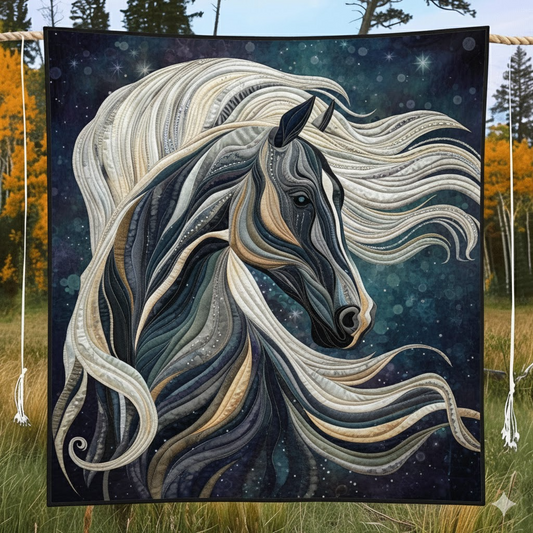 Stallion Horse Quilt, Galaxy Night Sky Horse Lover Gift