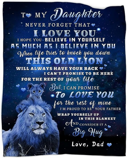 Personalized Lion & Cub Blanket, Inspirational Family Quote