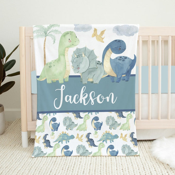 Personalized Dinosaur Blanket, Baby Blanket
